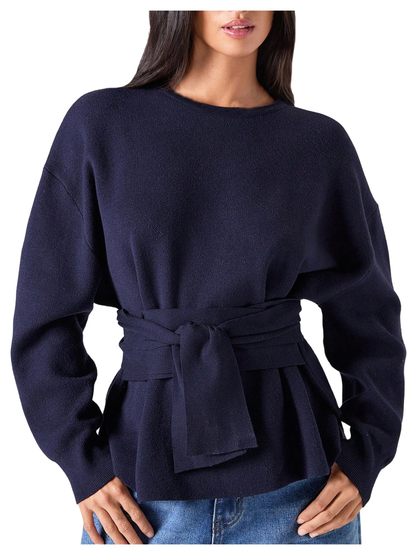 Verdusa Womens Old Money Clothes Tie Waist Cozy Sweaters Trendy Knit Pullovers Fall Outfits