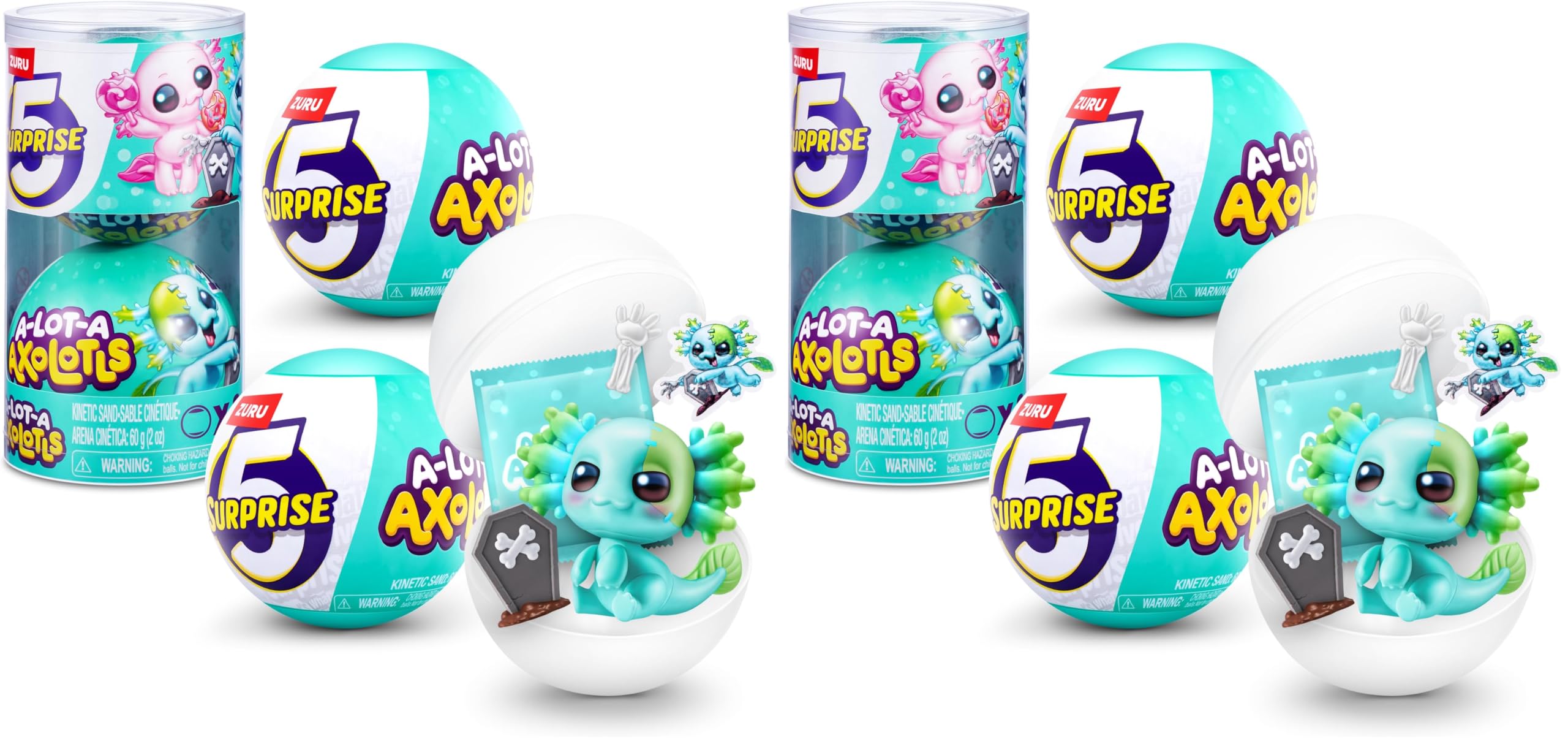 5 Surprise A-LOT-A Axolotls Uova Sorpresa Pasquali di ZURU, Colori Pastello Primavera, 5 Accessori per Capsula, Regalo Pasqua (2 capsule) (Confezione da 2)