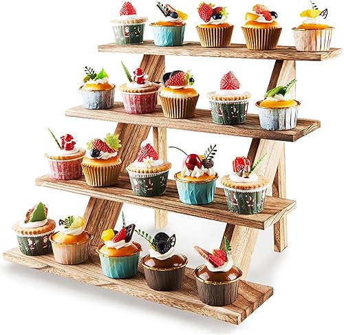 Miniatura 2 de Soporte de madera para cupcakes de 4 niveles, soporte de madera para cupcakes, soporte de madera rústica para cupcakes, soporte de exhibición de