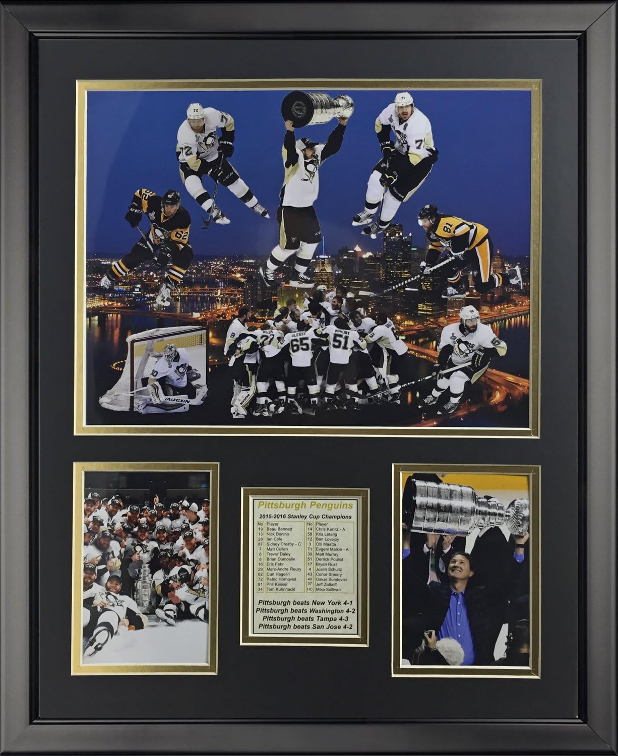 Legends Never Die Pittsburgh Penguins 2016 NHL Champions Collage Framed Photo Collage, 16 x 20-Inch