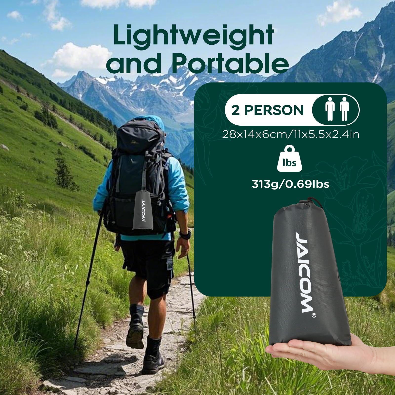 JAICOM Tienda de campaña – Lona impermeable para camping, tienda de campaña para 1 a 6 personas, lona pequeña de poliuretano de 3000 mm para senderismo, mochileros, hamaca, playa, picnic y otras