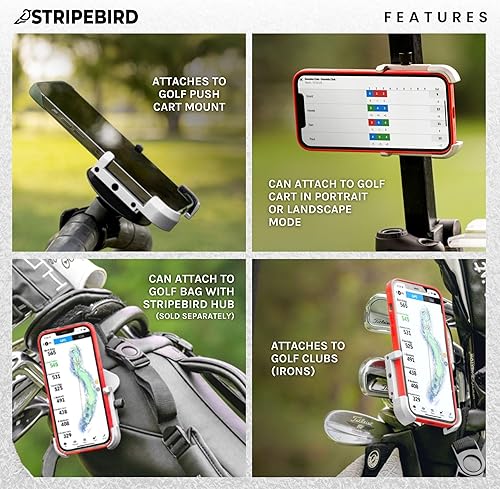 Miniatura 33 de Stripebird - Soporte magnético para teléfono original de golf - Accesorio para carrito de golf - Soporte delgado para teléfono inteligente - Celda