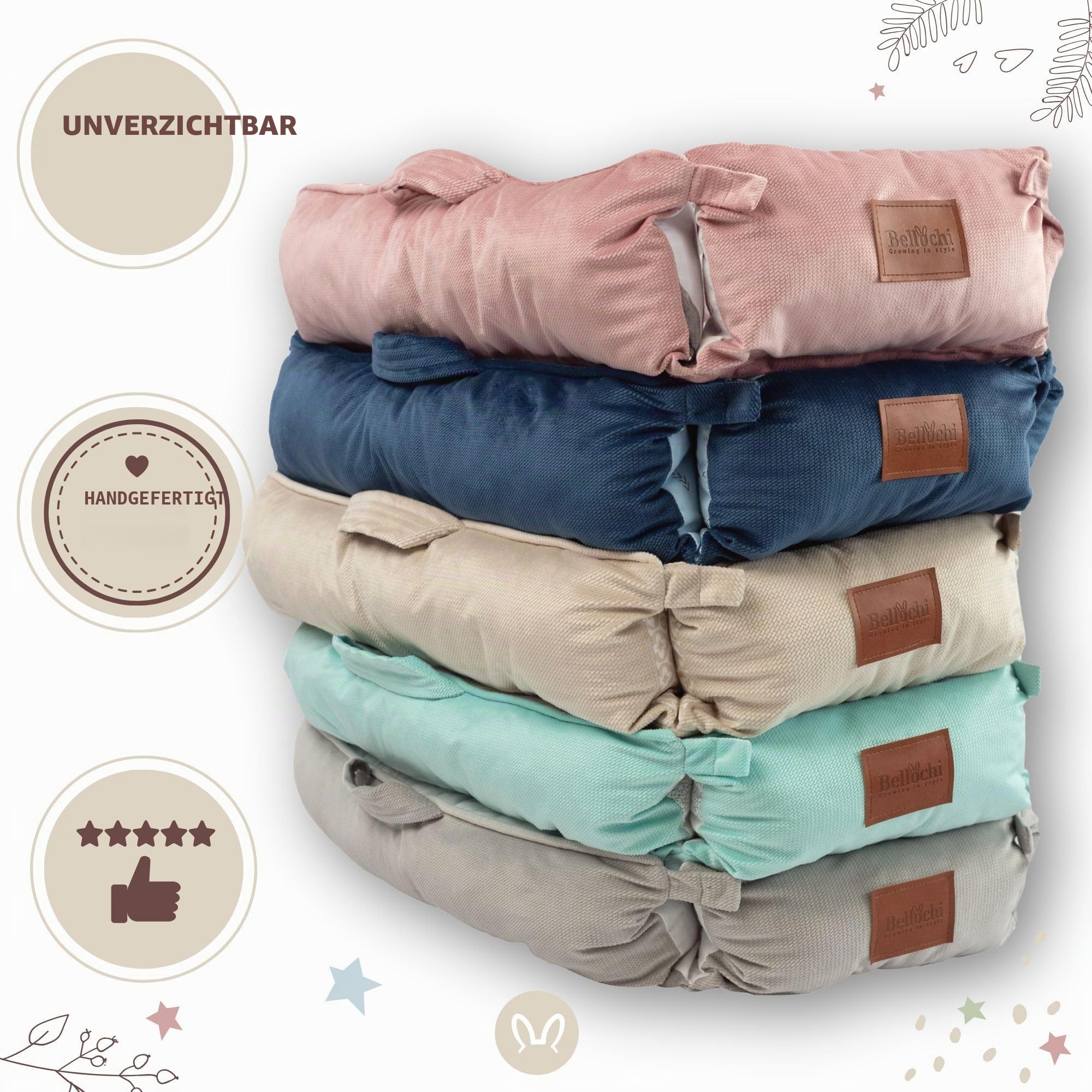 Bellochi Universelles Babynest | Gemütlicher Rückzugsort für Neugeborene | Multifunktionale Pod-Liege mit leisen Magnetverschlüssen | Perfekte Größe 100 x 70 x 14 cm (Latte)
