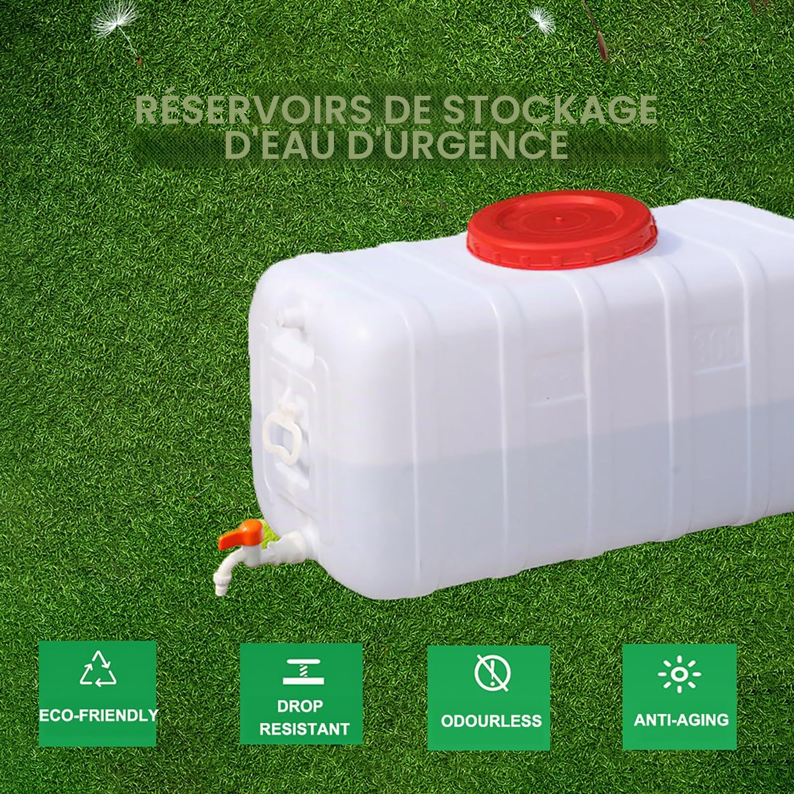 Réservoir d'eau De Camping Qualité Alimentaire Grand Seau en Plastique pour Randonnée Chasse Voyage Car Extérieur Rectangulaire(Size:25L/6.6gallon)