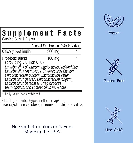 Miniatura 2 de her own Probióticos para mujeres, 5 mil millones de UFC con prebióticos, apoya la digestión saludable, 11 cepas, sin gluten y soja, vegano, sin OMG,