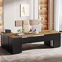 Vista 12 de Tribesigns - Escritorio ejecutivo en forma de L de 85.8 pulgadas, escritorio de oficina extra grande moderno con cajones para archivos, gabinete