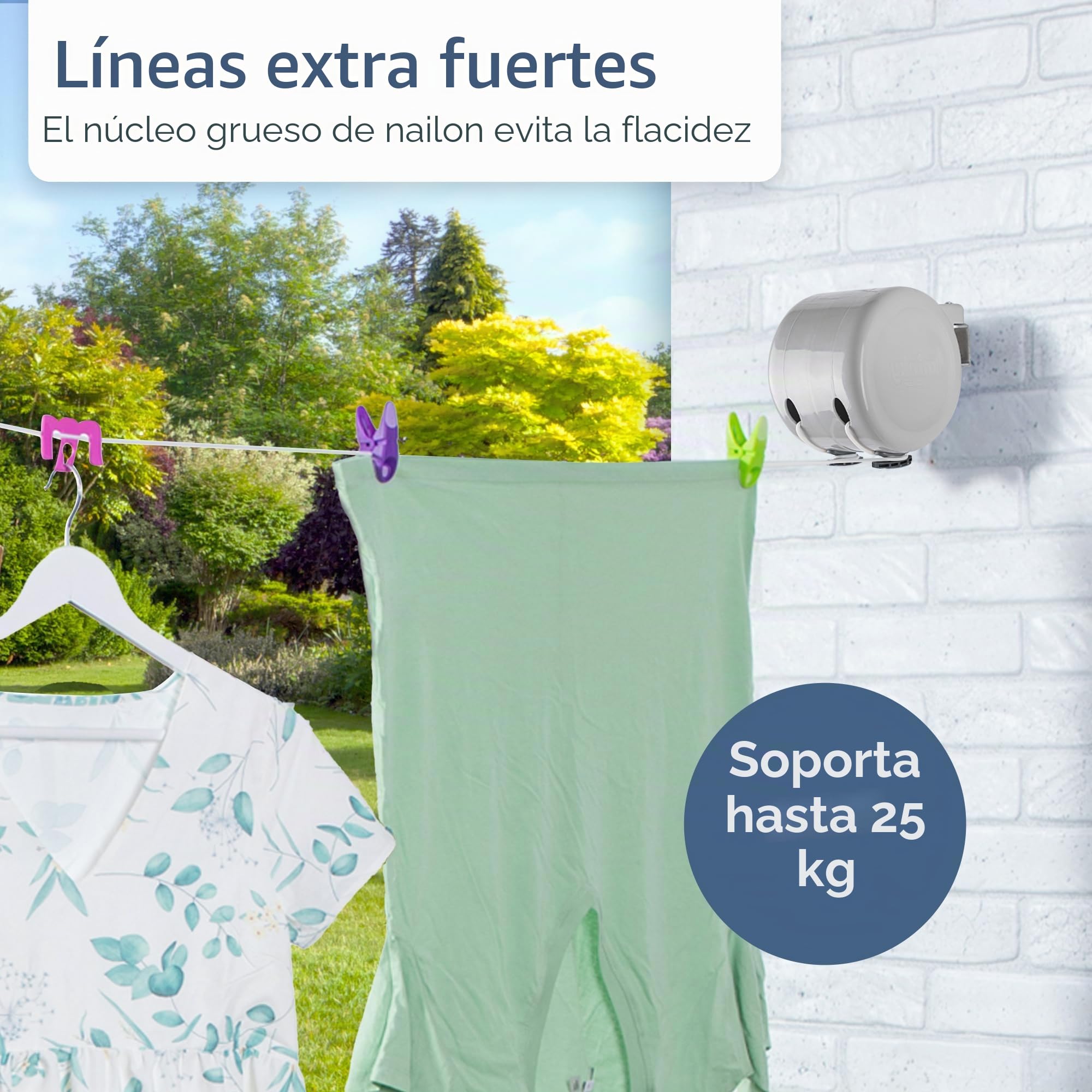 Minky Cuerda Retractable para Tender en Exterior - 30 m (2x15m)