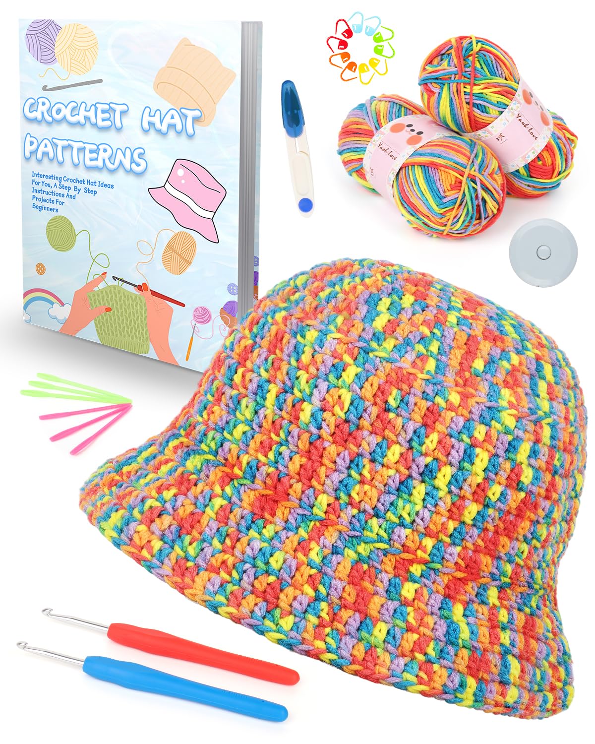 Katech Kit Crochet Débutant Complet Pour Bonnet Bébé - Laine, Aiguille 3mm Et Livret En Anglais Inclus
