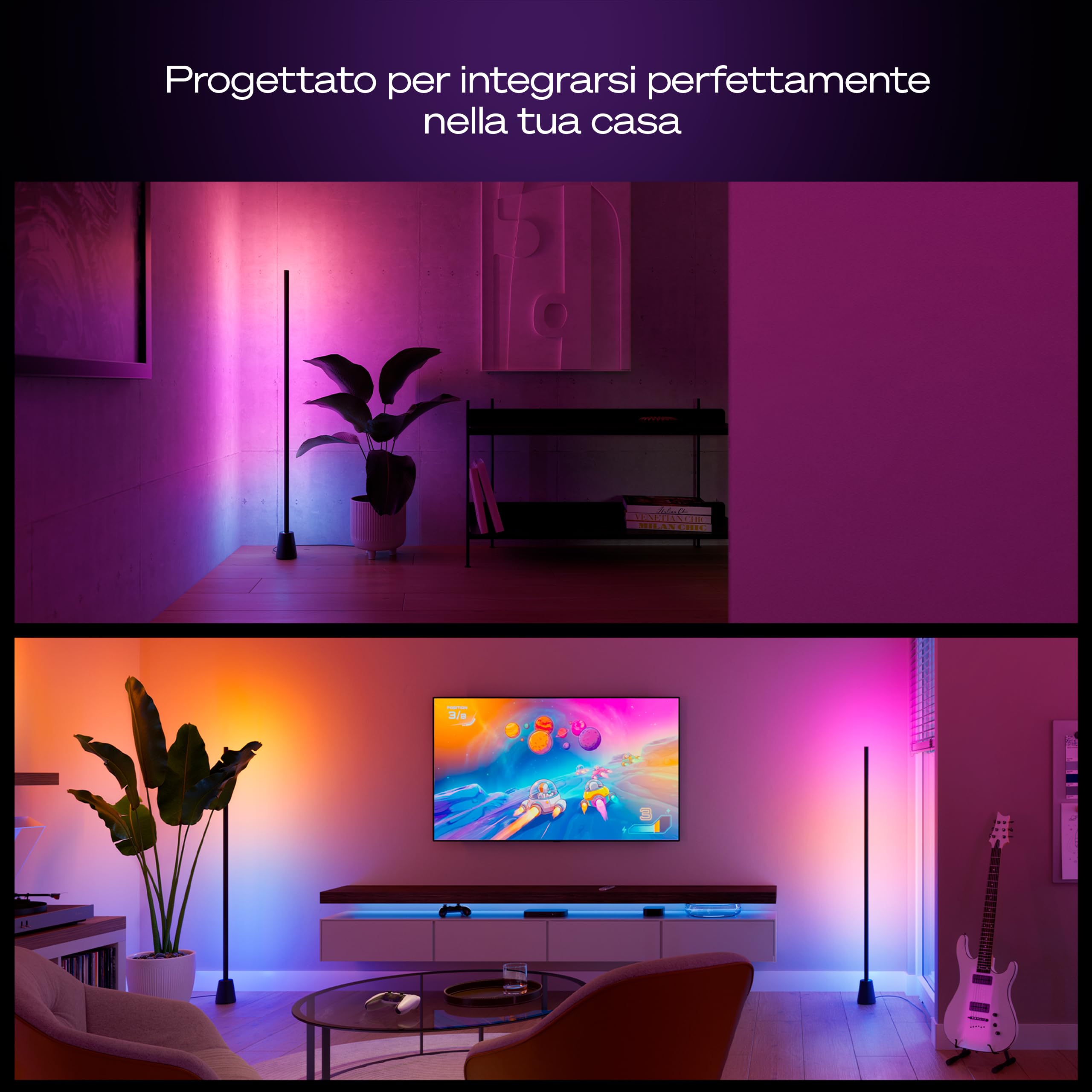 Philips Hue Play Lampada da Terra, LED RGBWWIC, 122 cm, Lampada Soggiorno Moderna, Illuminazione Camera da Letto, Alexa, Google Home, Apple Home, TV Sync, Hue Bridge e Sync Box (Venduti Separatamente)