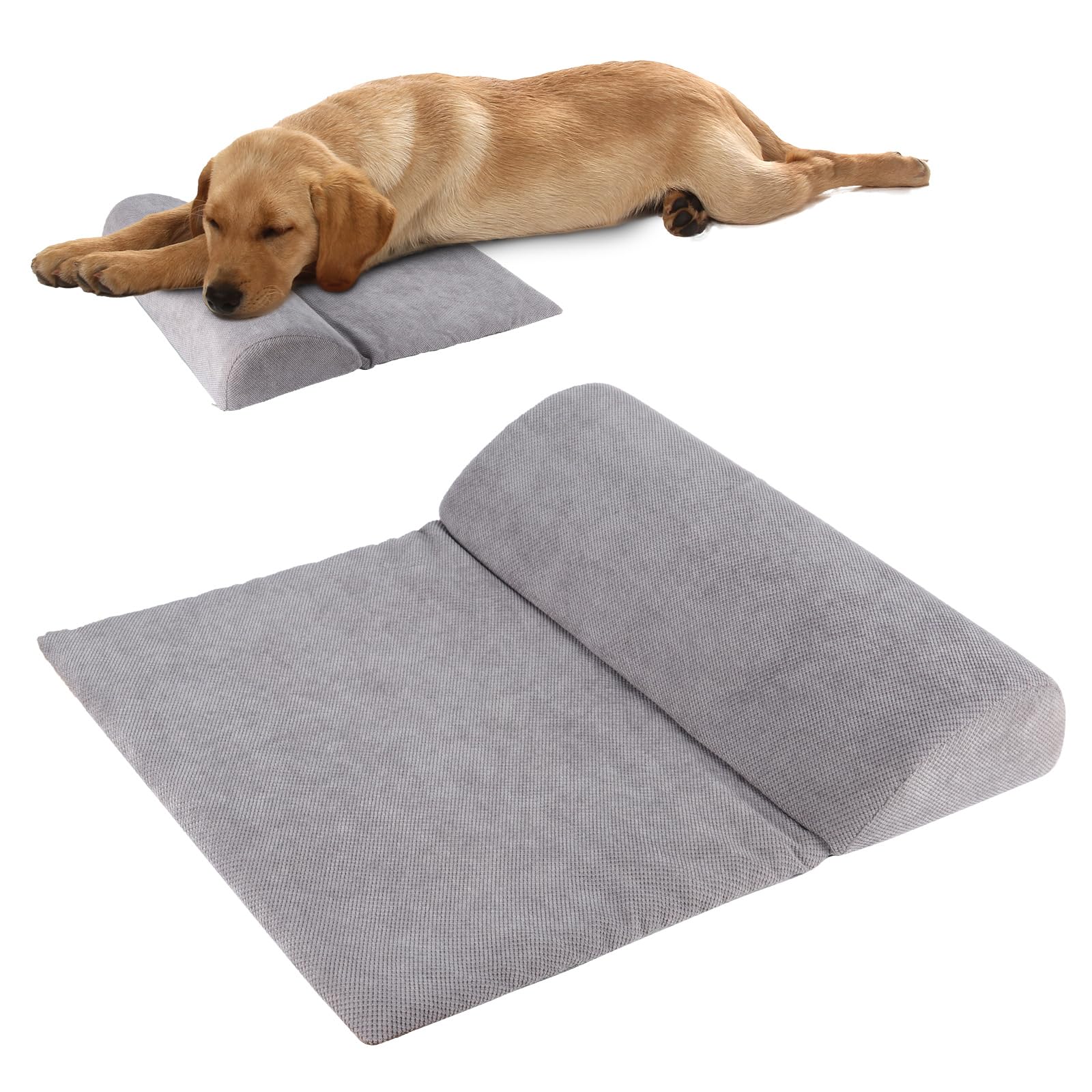 ZQJKLE Dog Bolster Pillow with High Resilience Foam, Headrest for Medium Small Dogs, Benefit for Cervical Vertebra and Neck, Easy to Carry, Machine