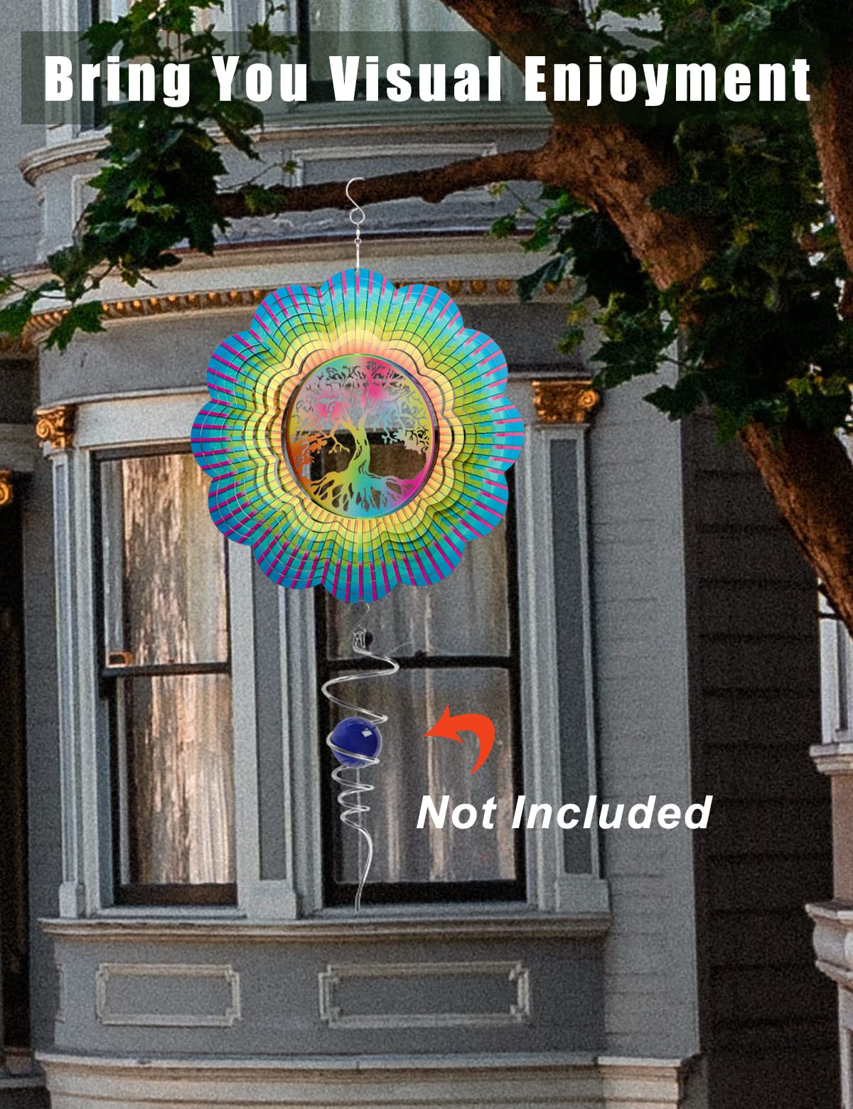 Rotating Yard Art Tree Of Life Wind Spinner - 3D Rotating Metal Garden ...