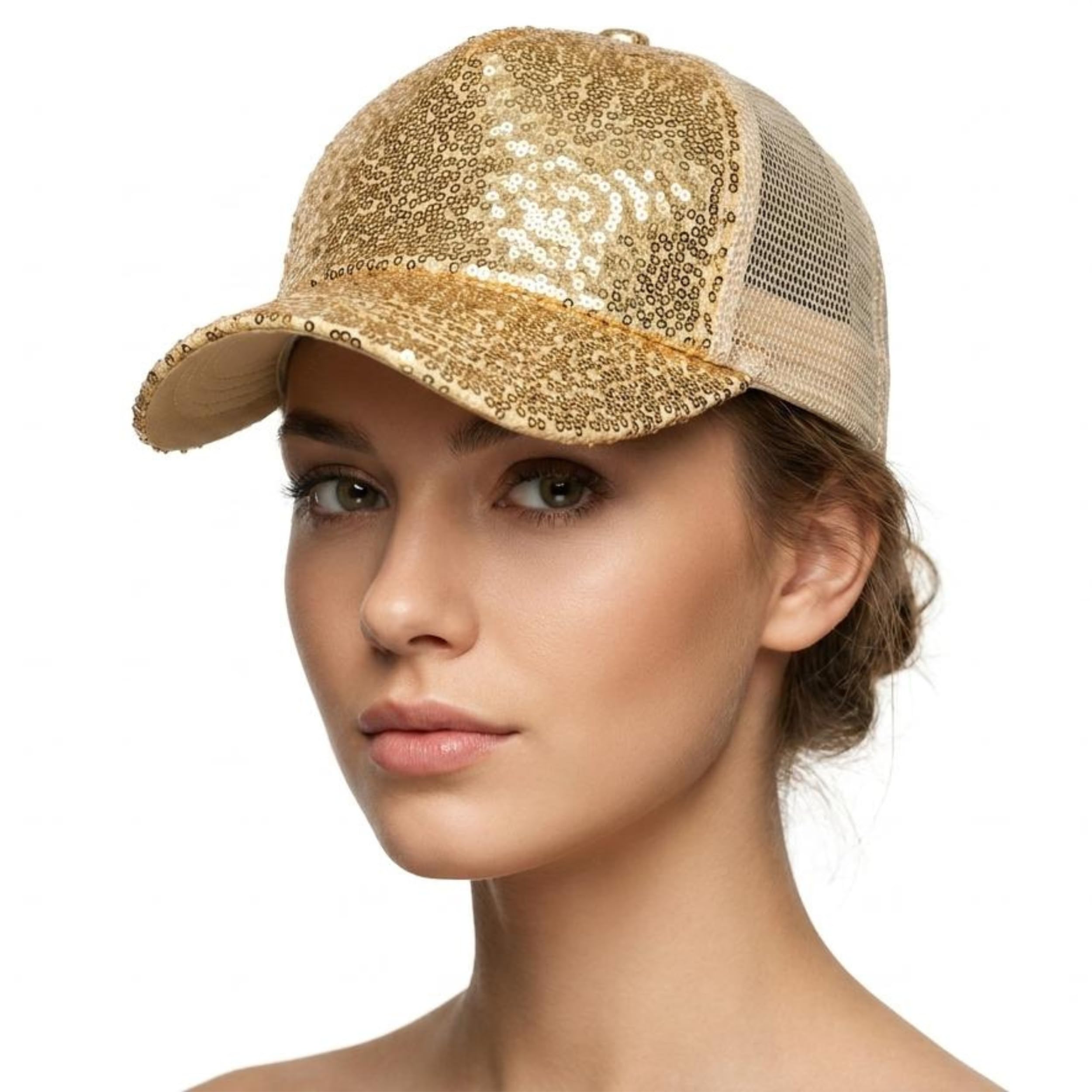 Baseball Cap for Men & Woman | Unisex Sequin Shiny Glitter Trucker Hat with Breathable Mesh Back | Adjustable Snapback Streetwear-picture-42