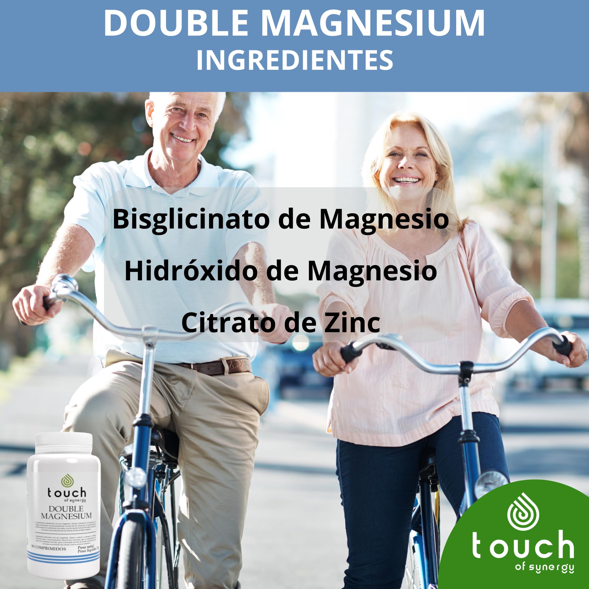 DOUBLE MAGNESIUM 1000mg – Bisglicinato, Hidróxido y Citrato de Magnesio + Zinc – Suplemento para Energía, Músculos, Huesos y Sistema Nervioso – 90 comprimidos