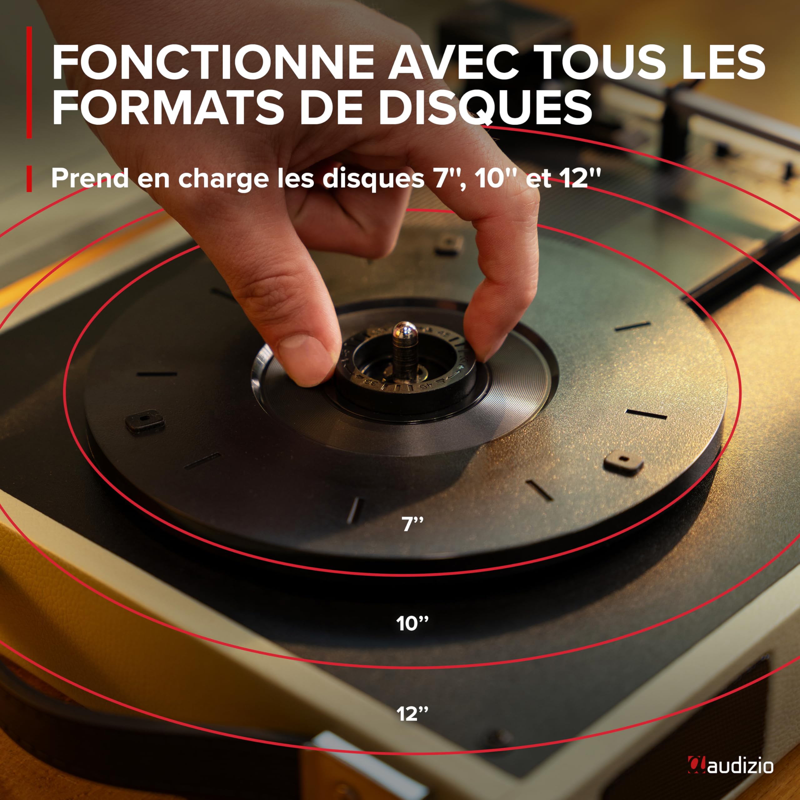 Audizio RP111W Platine Vinyle Valise Rétro Bois Vert avec Haut-Parleurs Intégrés, 3 Vitesses 33, 45, 78 Tours, Sortie RCA et Casque, Portable, Idéale pour Écouter Ses Vinyles Partout