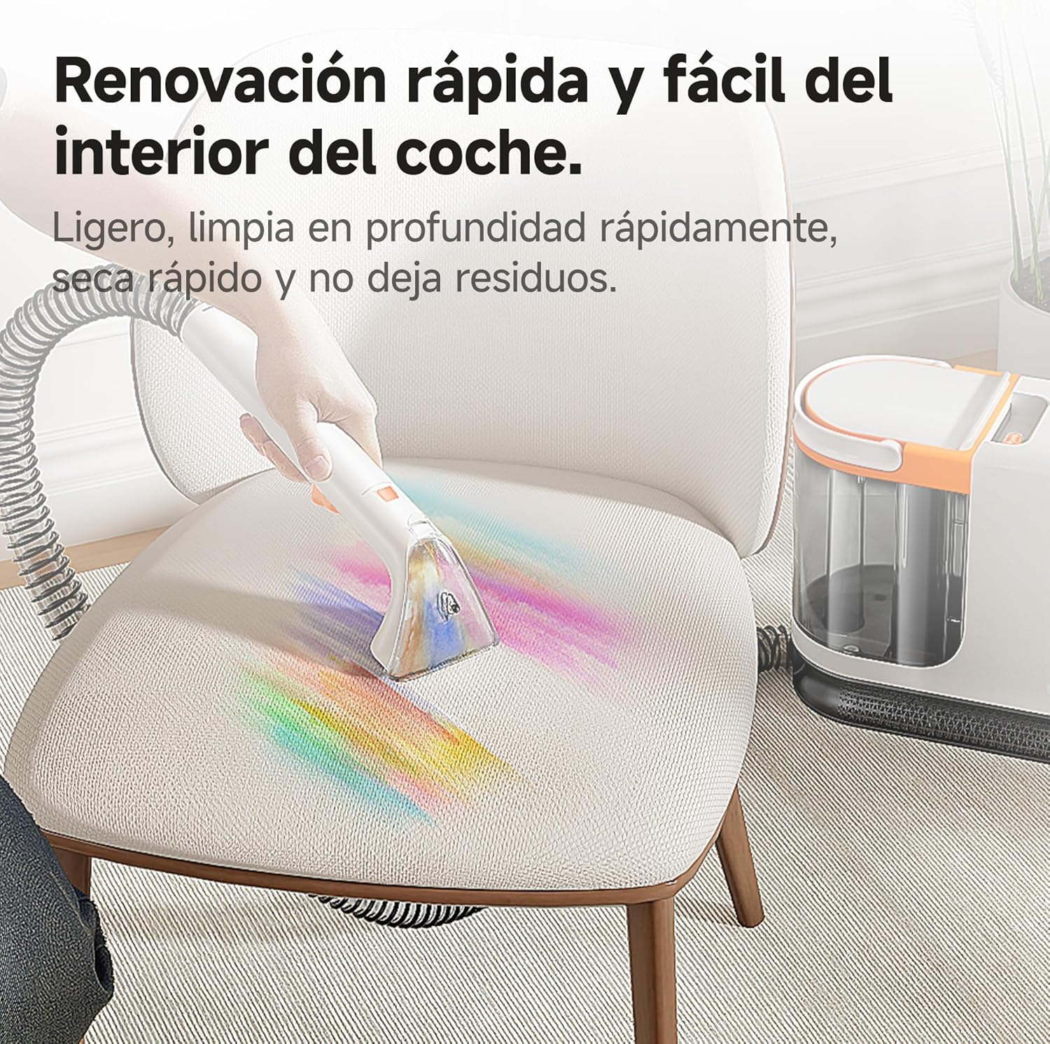 Uwant Limpiador de Tapicerías y Alfombras 18kPa Potente Succión, Máquina Limpiadora Portátil con Autolimpieza, Limpiador de Manchas para Mascotas con Herramientas y Solución, para Sofá, Coche set of 1