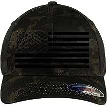 The Blackout American Flag 6277 Flex Fitted Baseball Cap - Custom Embroidered Black USA Flag Flex-Fitted Baseball hat