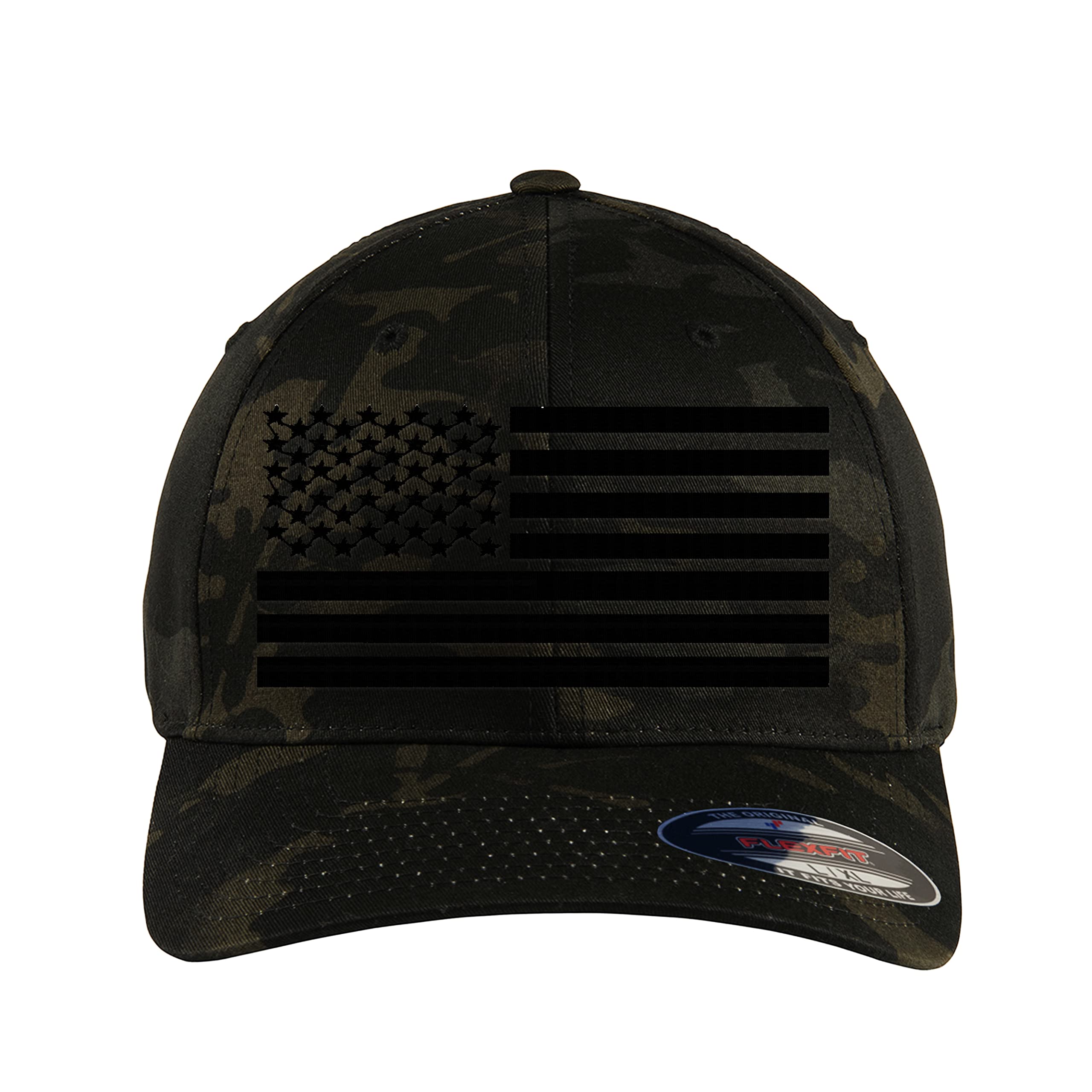Blackout American Flag Flex Fitted hat