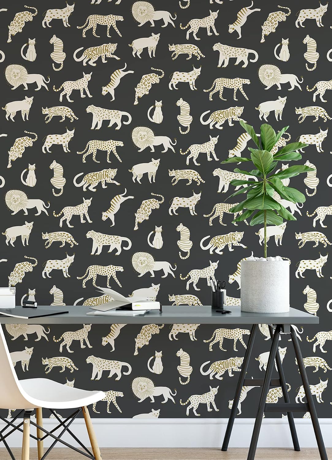 Leah Duncan Black Kitty Kitty Peel & Stick Wallpaper