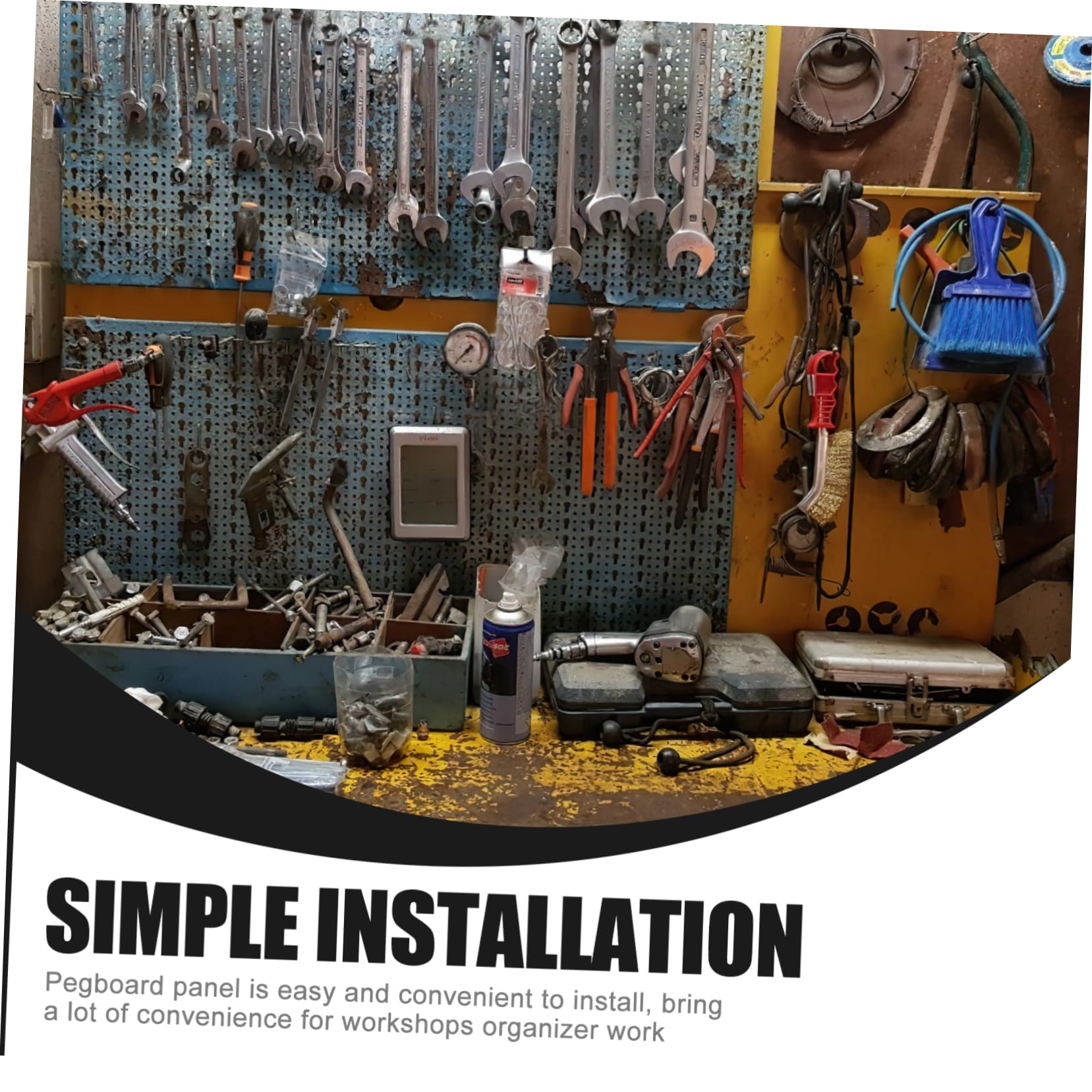 Housoutil Pegboard Panel Display Wall Mount Tool Organizer Garage Organization System