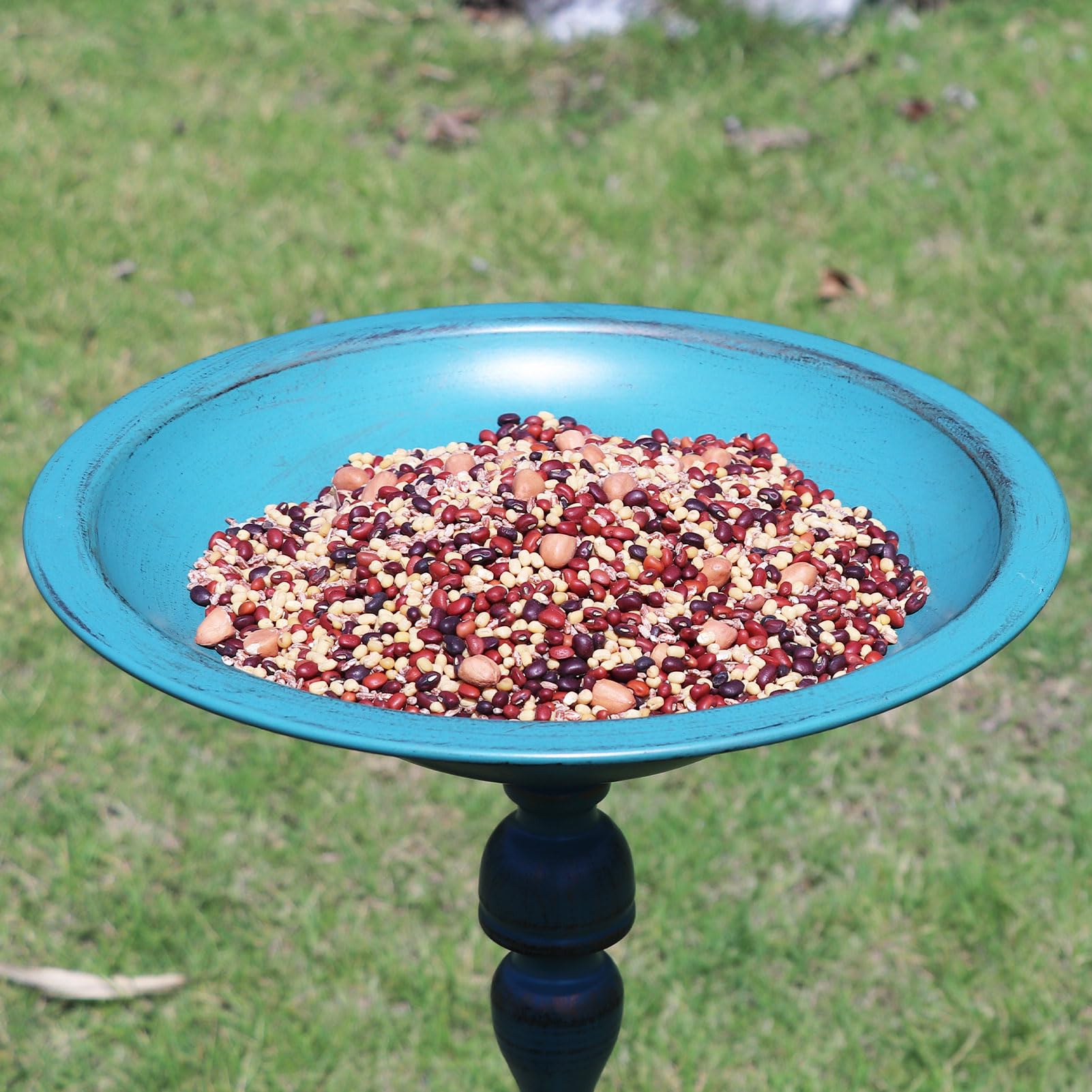 Vogeltränke aus Gusseisen, 67 x 32 cm (H x B). Vogeltränke aus Metall, für Garten, Hof, Dekoration, Blau
