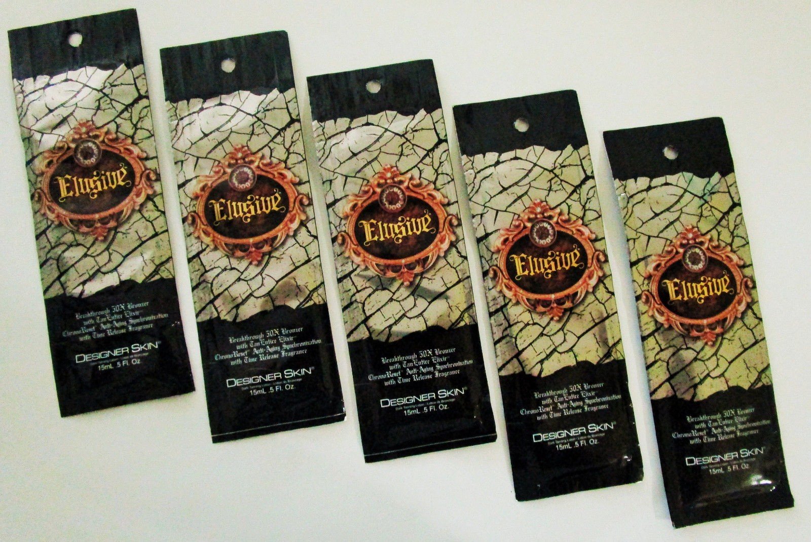 3 Packets 2014 Elusive 50x Bronzer Tanning Lotion - .5 oz. each