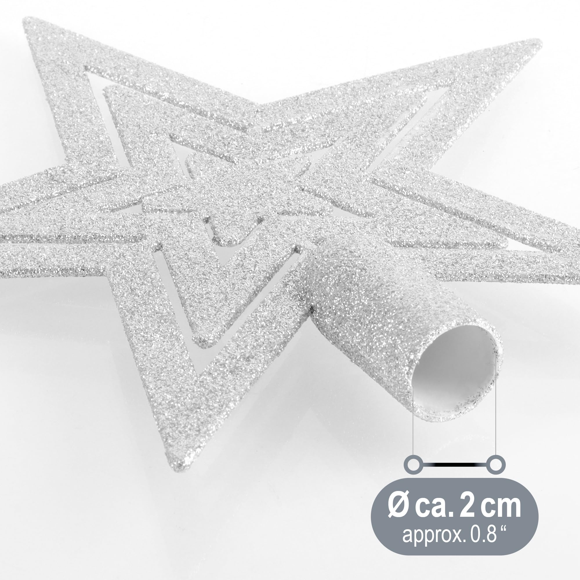 COM-FOUR® Choinka brokatowa gwiazda - Gwiazda na choinke - Choinka na kazda choinke - Poinsecja nietlukaca