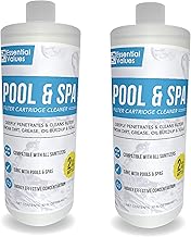 Essential Values Pool & Spa Cartridge Cleaner (2 Pack, 32oz / 2 Quart Total / 4 Uses), Made in USA - Filter Cleaning Solution Comparable to Leisure Time