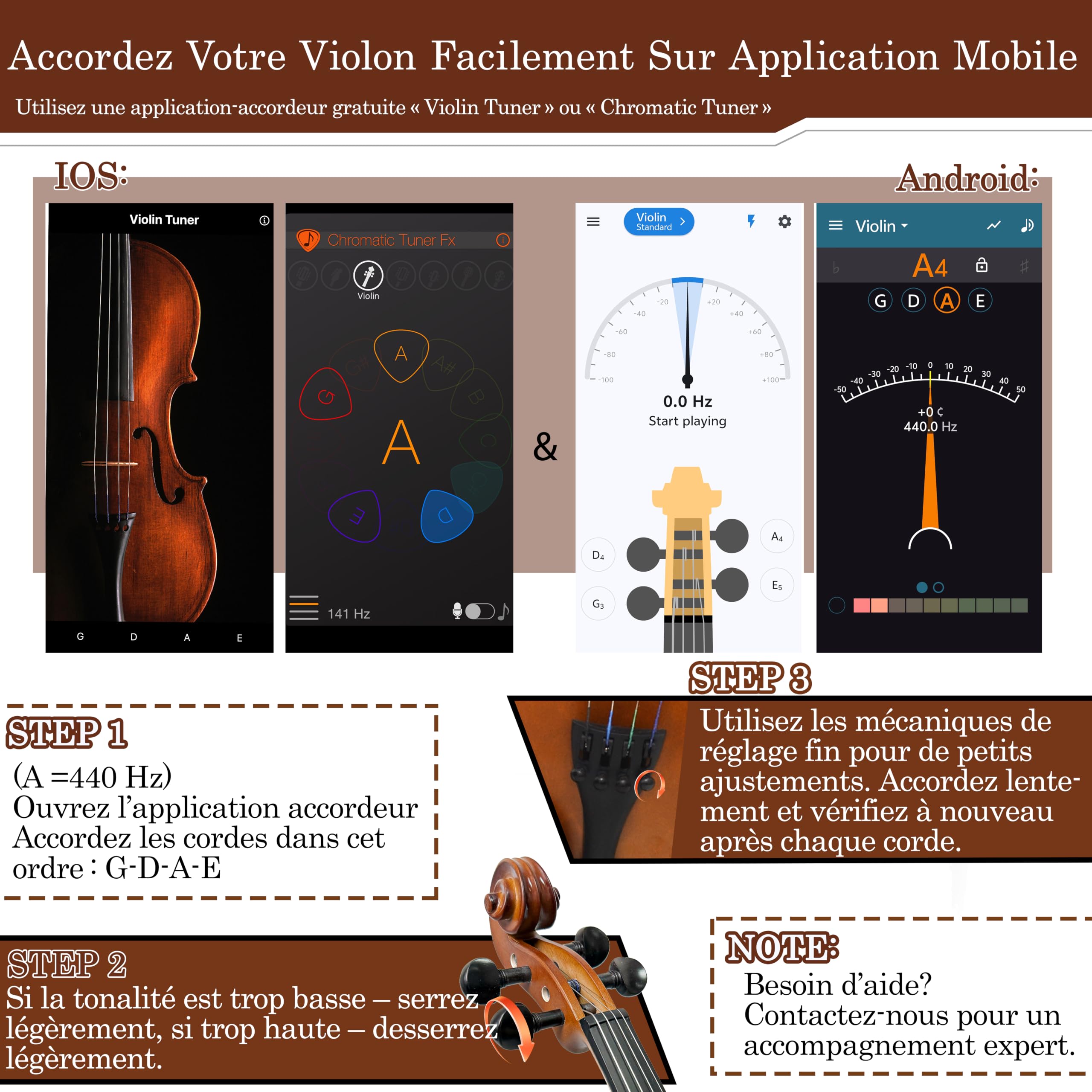 Violon 4/4 pour Débutants – Kit Complet Taille Adulte avec Étui, Archet, Coussin d'Épaule, Colophane, Cordes et Chevalet – Violon Acoustique pour Étudiants et Adultes