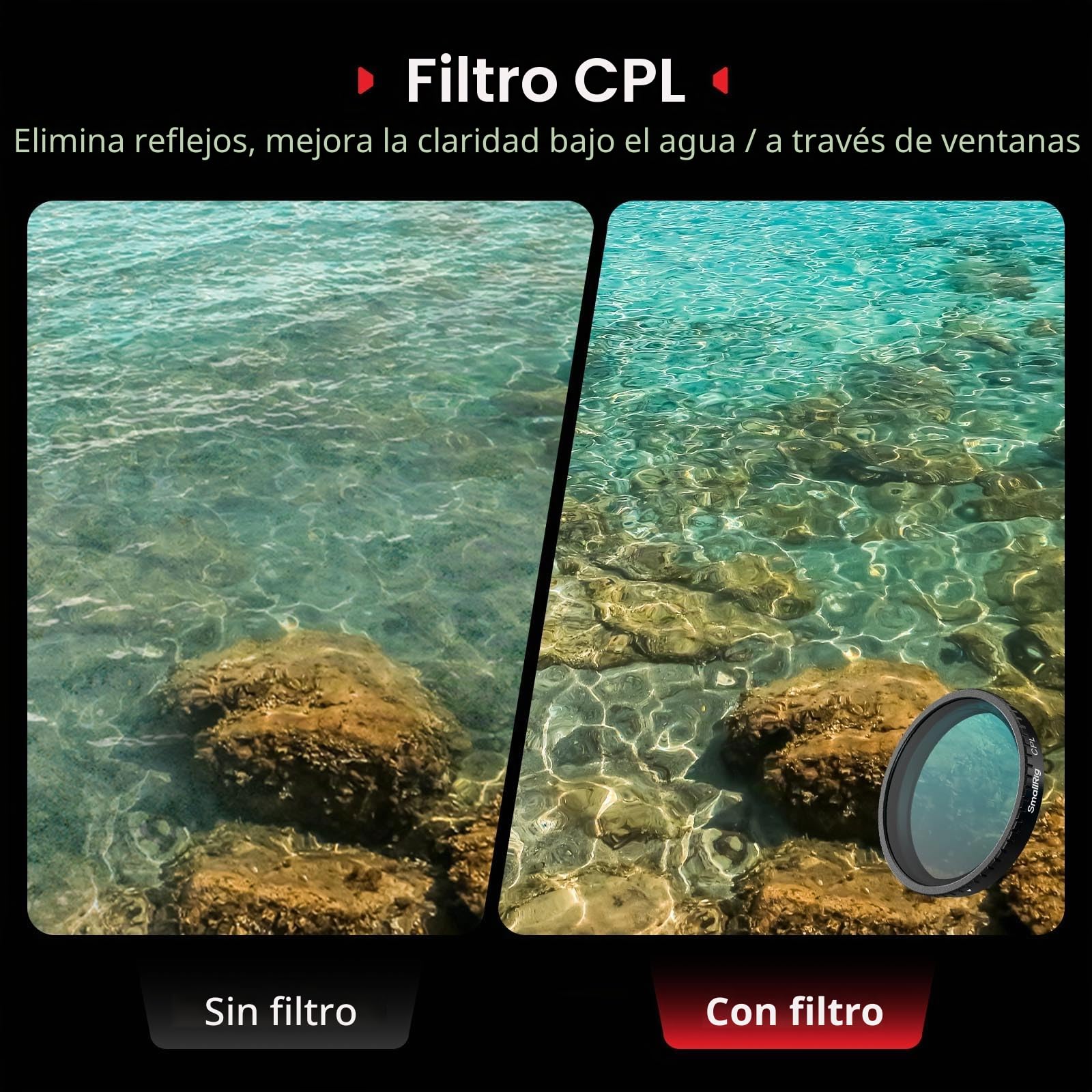 SMALLRIG Kit de filtros ND para DJI Osmo Action 5 Pro/4, paquete de 5 filtros CPL FS ND8 ND16 ND32 de ajuste a presión y cubierta de silicona para lente, cristal óptico HD - 5411