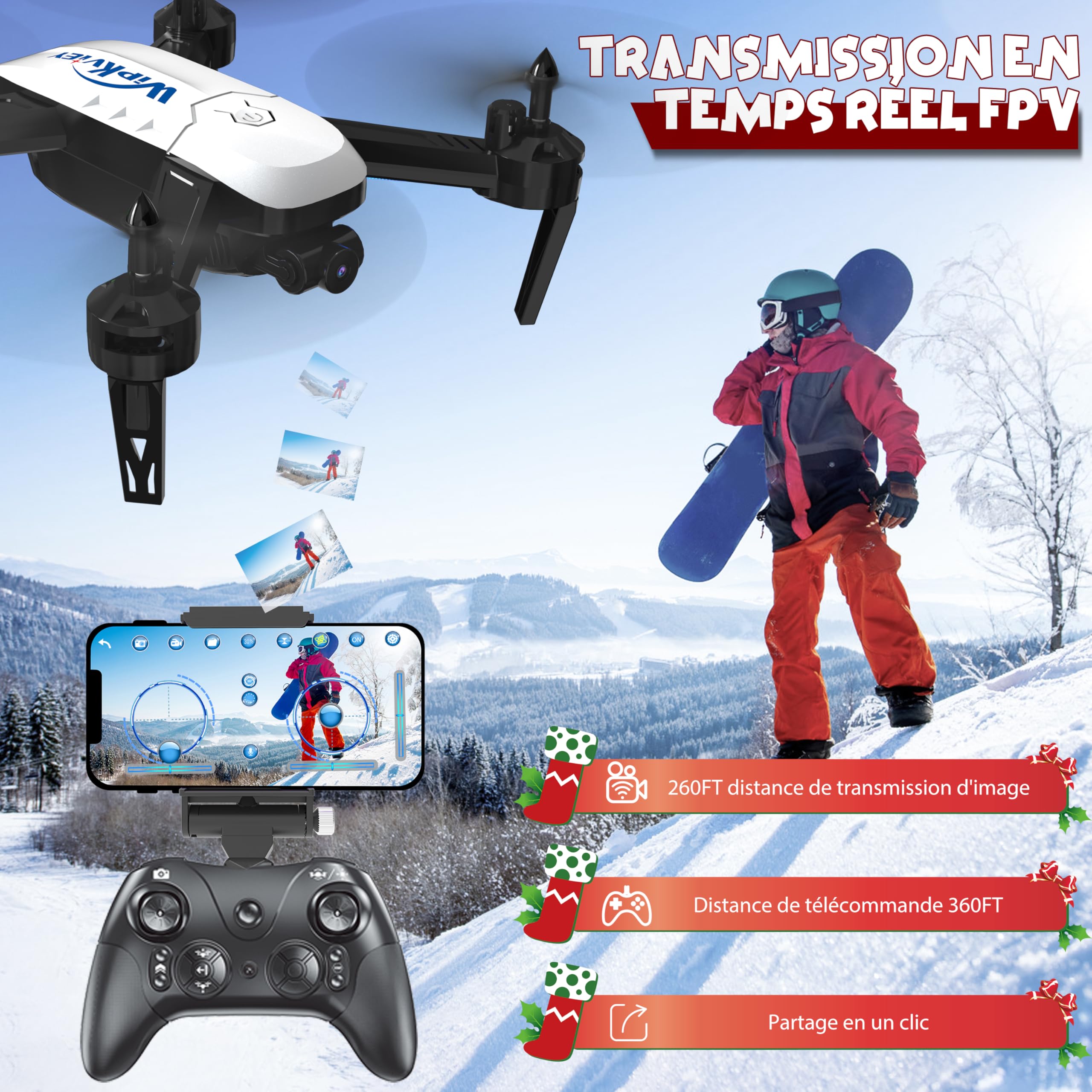 Drone T26 Avec Caméra 1080P - Pour Débutants Et Adultes - Flip 360°, Maintien Altitude, 2 Batteries (36 Min Vol)
