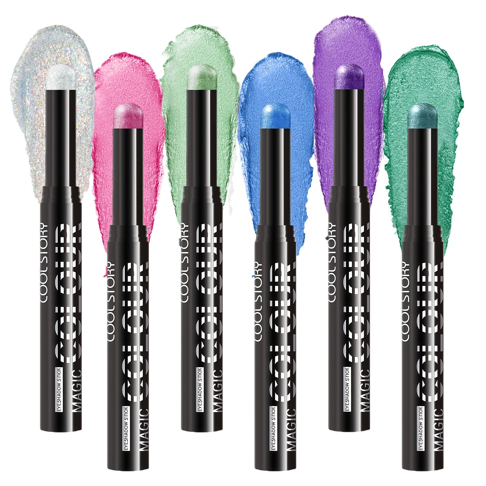flintronic Eyeshadow Stick, 6 Farben Schimmernder Augen Make up Set, Hochpigmentierte Creme Lidschatten, Weiche Cremige, Langanhaltend, Knitterfrei - D