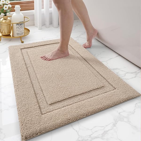 LUMI Ultra Soft Bathroom Rugs Non Slip with Rubber Backing, Absorbent Washable Bath Mat Quick Dry, Upgraded Premium Micr