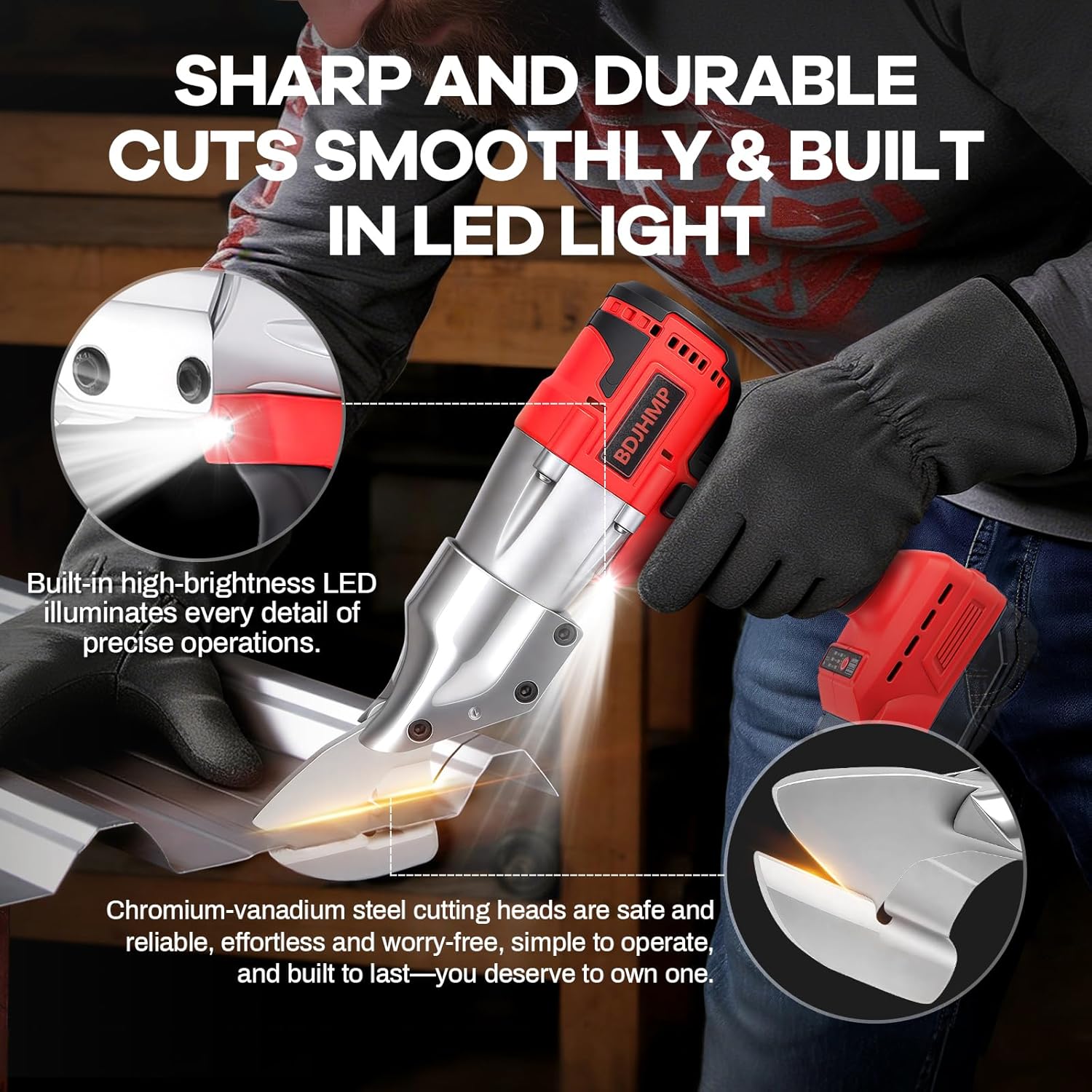 Electric Metal Shears for Milwaukee M18 18V Battery, Cordless Metal Shears 295Ft-Lbs/400Nm Torque Cuts 18GA Material, Metal Cutter, Brushless Scissors for Cutting Stainless Sheet, Iron, Carpet