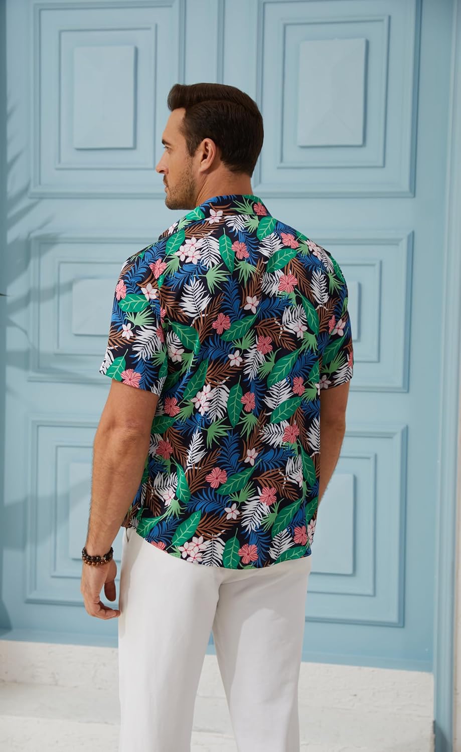Men’s Hawaiian Shirt Short Sleeve Floral Button Down Casual Beach Vacation Party Shirt - Image 4