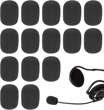 15PCS Mic Foam Cover, Headset Microphone Covers Foam, Noise Reduction Sponge for a Variety of Lapel & Mini Microphones Black