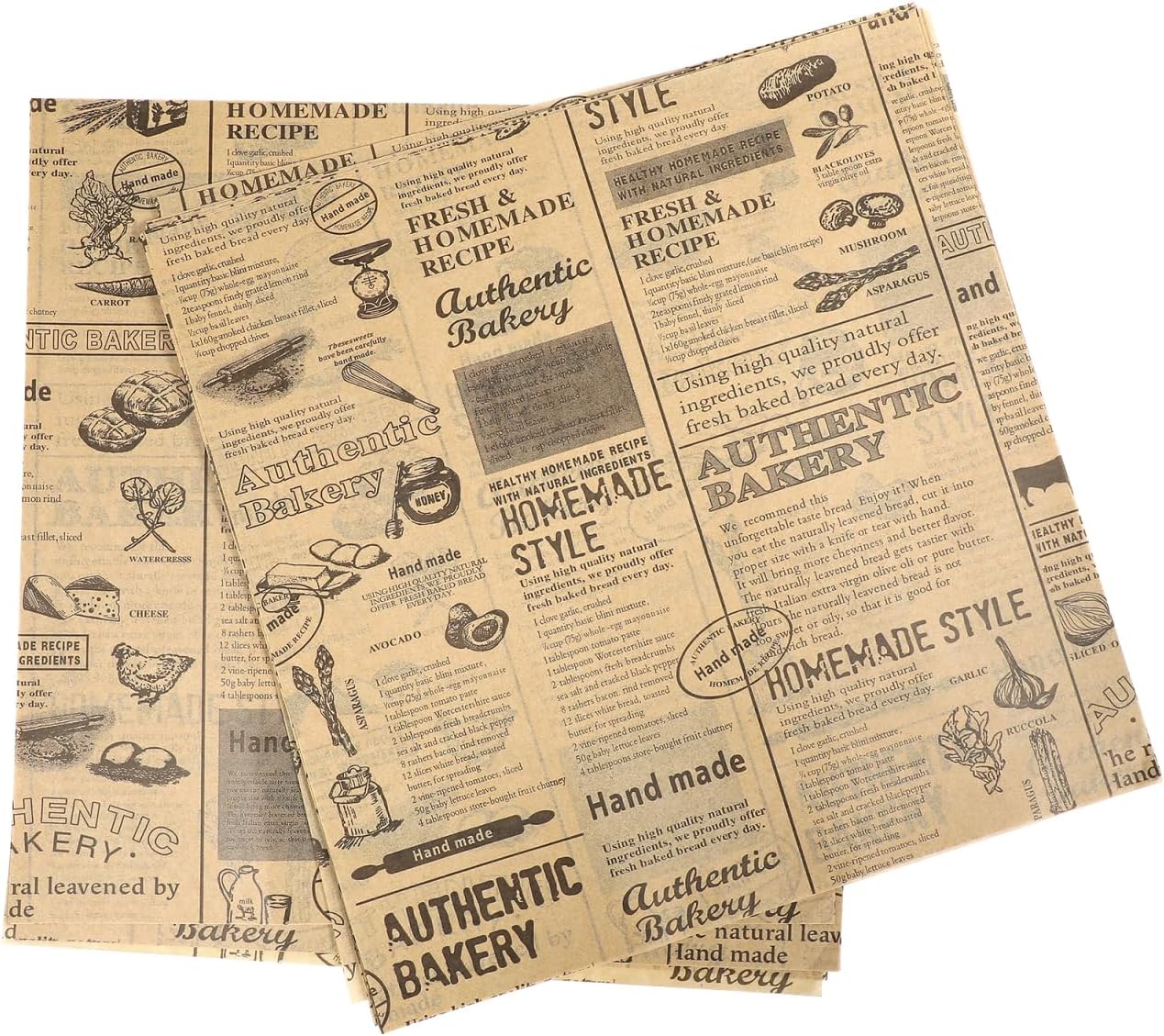 DOITOOL Decorative Newspaper Parchment Paper - 50 Sheets Wax Paper for Food, Greaseproof Bbqs Picnic Bakery Liner