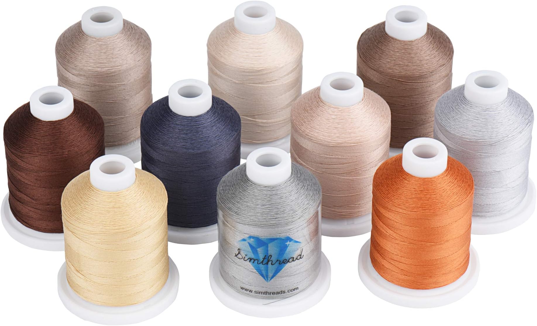 SimthreadCotton Sewing Quilting Thread for Home Sewing Machine - Neutral Colors, 800 Yards/Spool