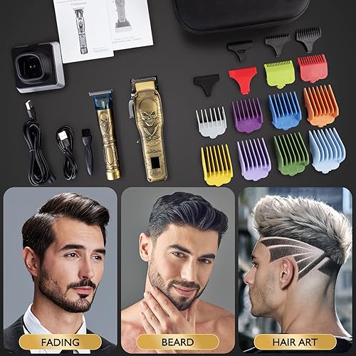Miniatura 5 de AUDOC Cortadora de pelo profesional inalámbrica para hombres Pro Li Outliners recortadora de pelo de bajo ruido para hombres, carcasa de metal