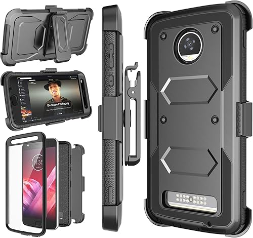 NJJEX Funda para Moto Z2 Play, para Moto Z2 Force, Nbeck a prueba de golpes, resistente protector de pantalla integrado, funda resistente con