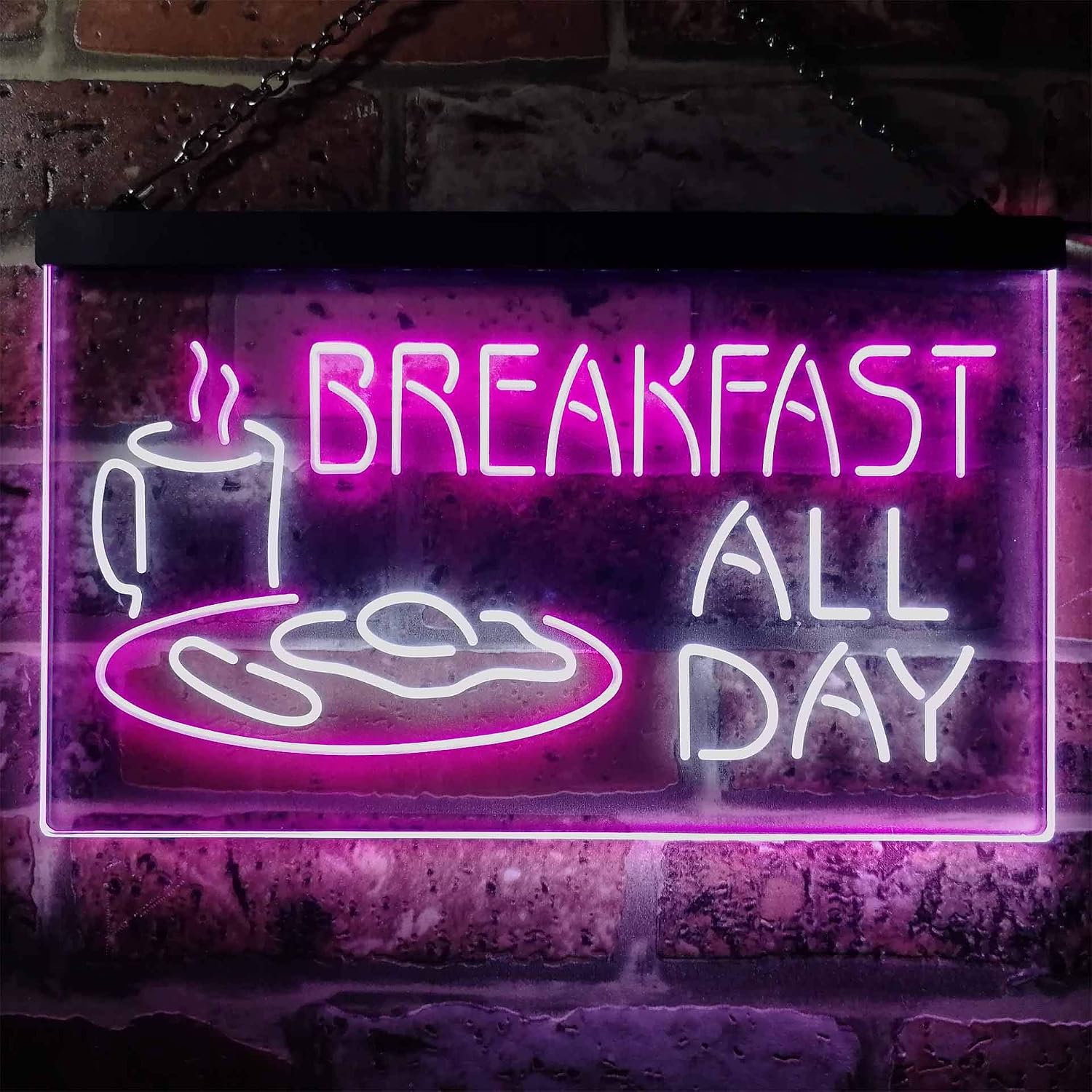 ADVPRO All Day Breakfast Display Wall Décor Dual Color LED Neon Sign White & Purple 16" x 12" st6s43-i2311-wp