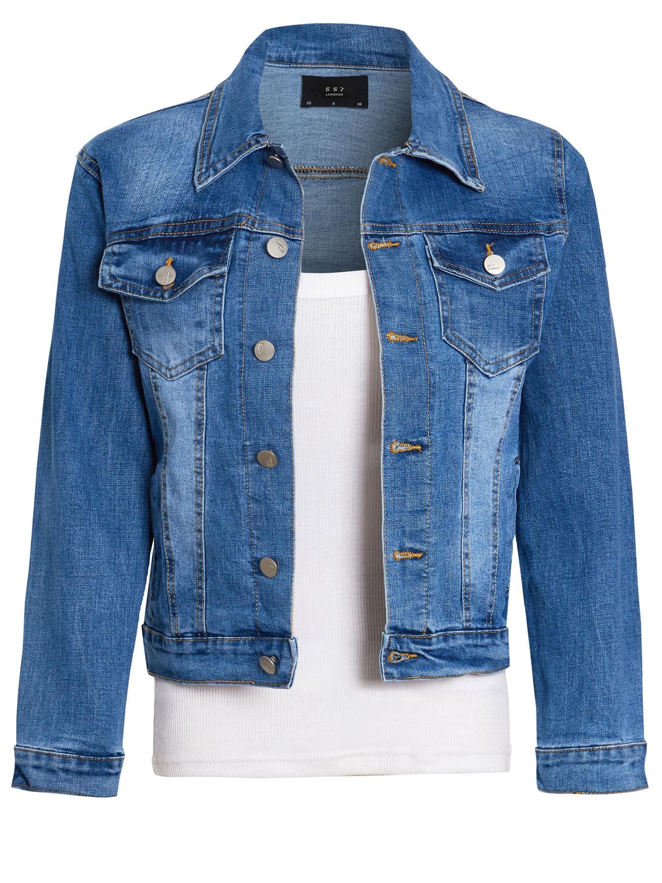 Ss7 Girls Denim Blue Denim Jacket Stonewash Blue Stretch