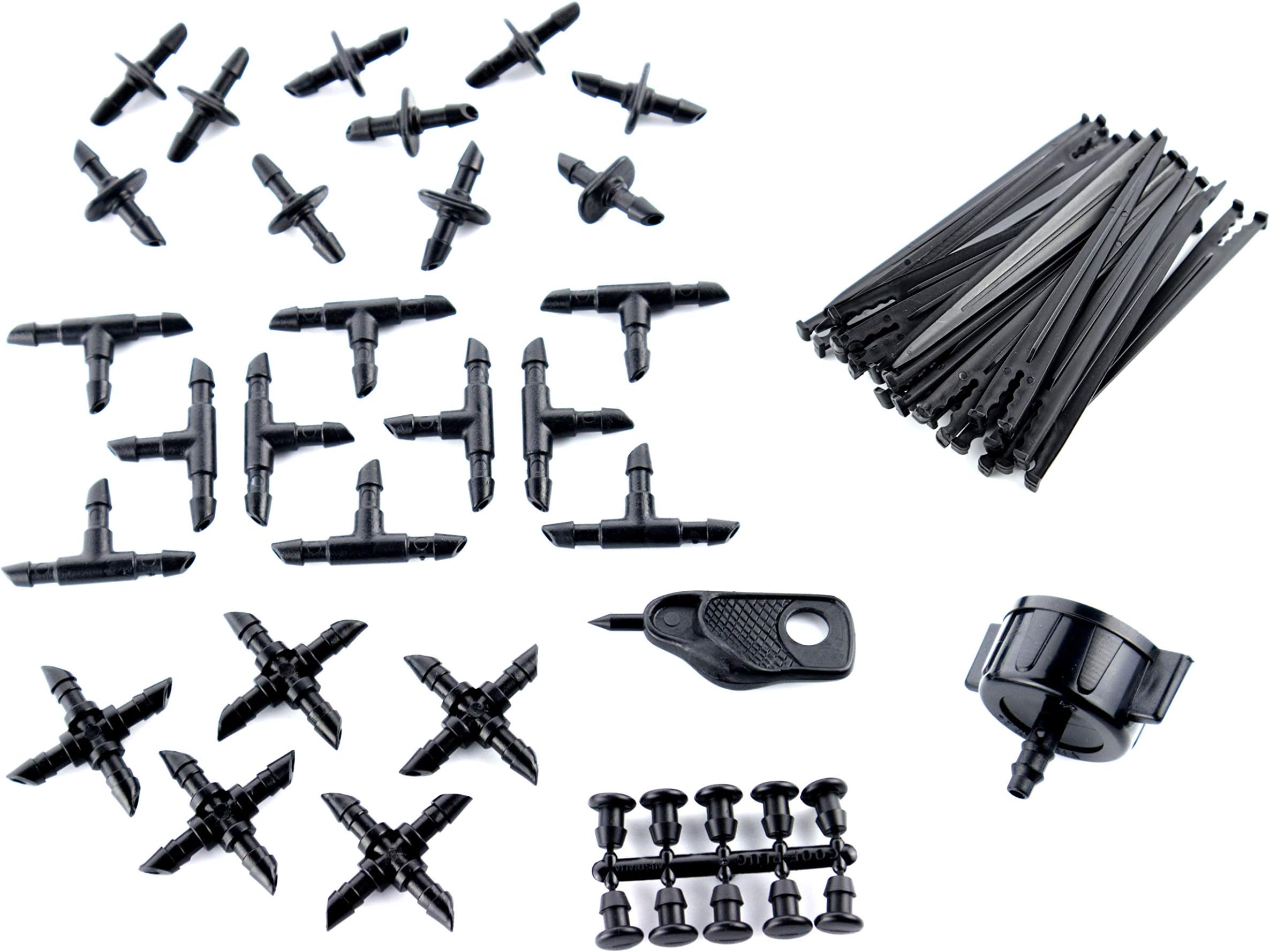 AQUA CONTROLKITG002 Basic Pack of 4 mm Accessories for All Types of Drip Watering, Black