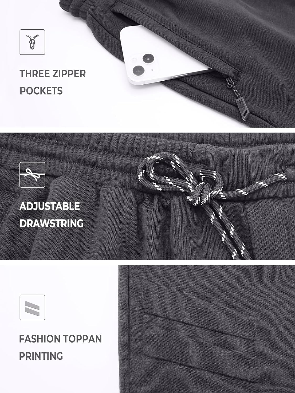 NORTHYARD Men's Cotton Casual Sweat Shorts Athletic Running Short with Zipper Pockets 7" Workout Gym Lounge for Mens - Image 6