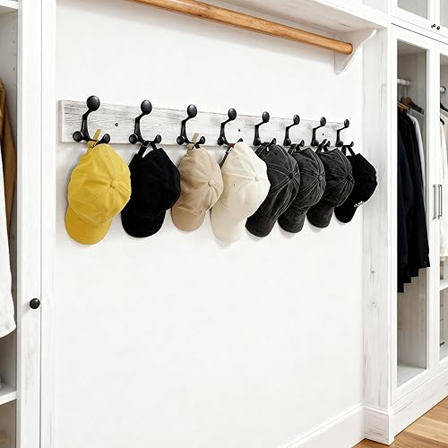 Miniatura 276 de SKOLOO Perchero de madera blanca de 17 pulgadas con 3 ganchos triples, ideal para entradas familiares, aulas y almacenamiento de suministros para