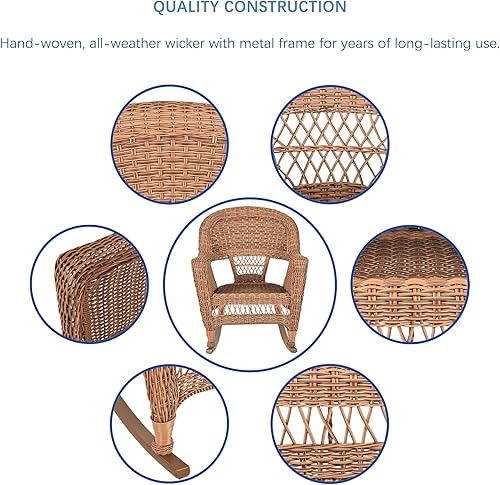 Miniatura 9 de Jeco Juego de 2 sillas mecedoras de mimbre espresso