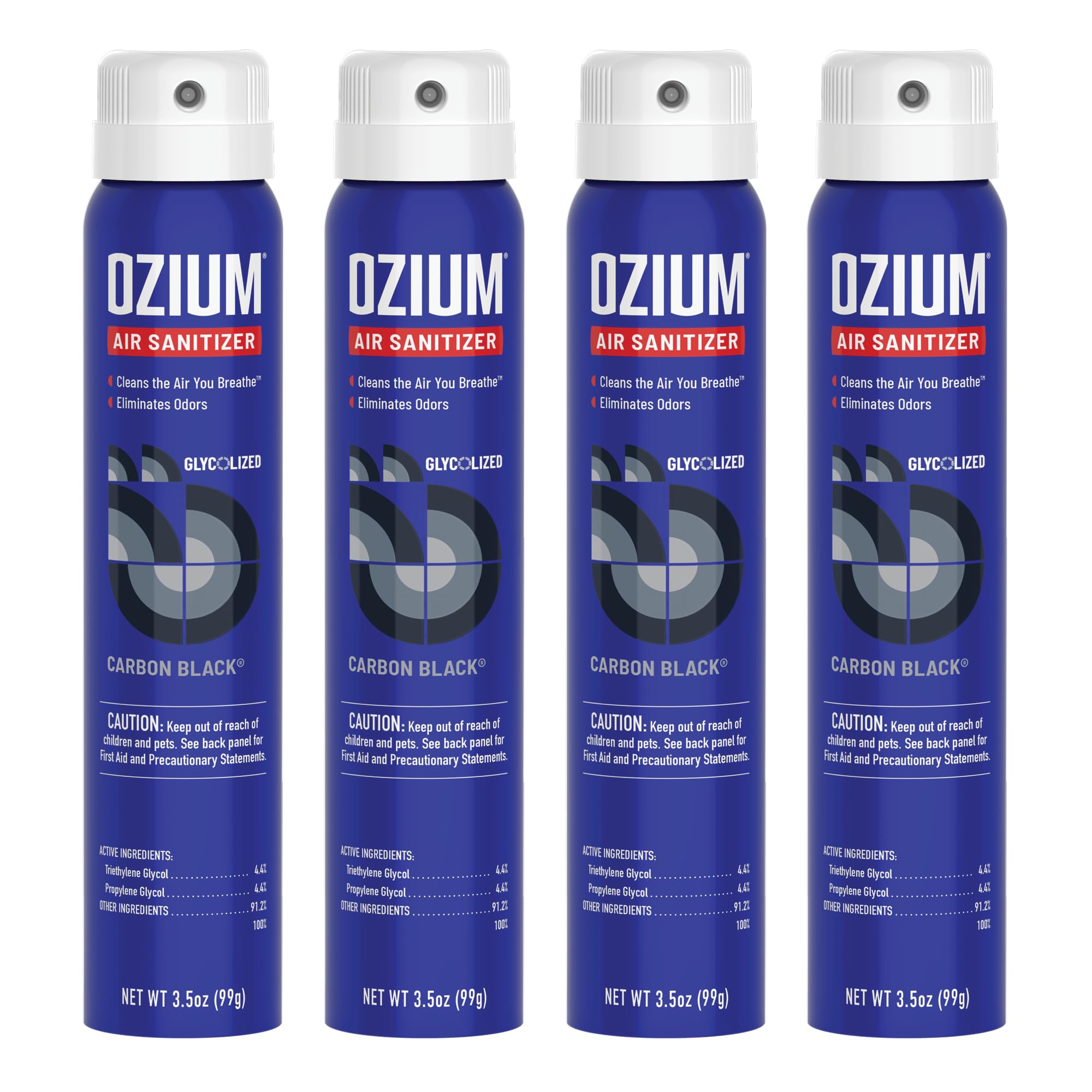 Ozium 3.5 Oz. Air Sanitizer & Odor Eliminator, Carbon Black Scent, Pack of 4