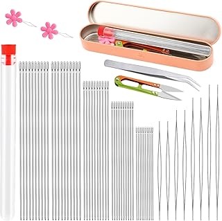58 Pcs Beading Needles for Jewelry Making, Big Eye Beading Needles Ultra-Thin Stainless Steel Craft Seed Bead Needles, Flexible Eye, Perfect for Beading, Embroidery & DIY Crafts
