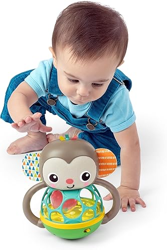 Miniatura 8 de Bright Starts Grab & Giggle Monkey - Sonajero musical iluminado con bola de fácil agarre, a partir de 6 meses, unisex