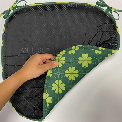 Vista 168 de Lunarable Orient - Cojín de asiento para silla, curlicues florales orientales con elementos artísticos venecianos, hojas de follaje, damasco a