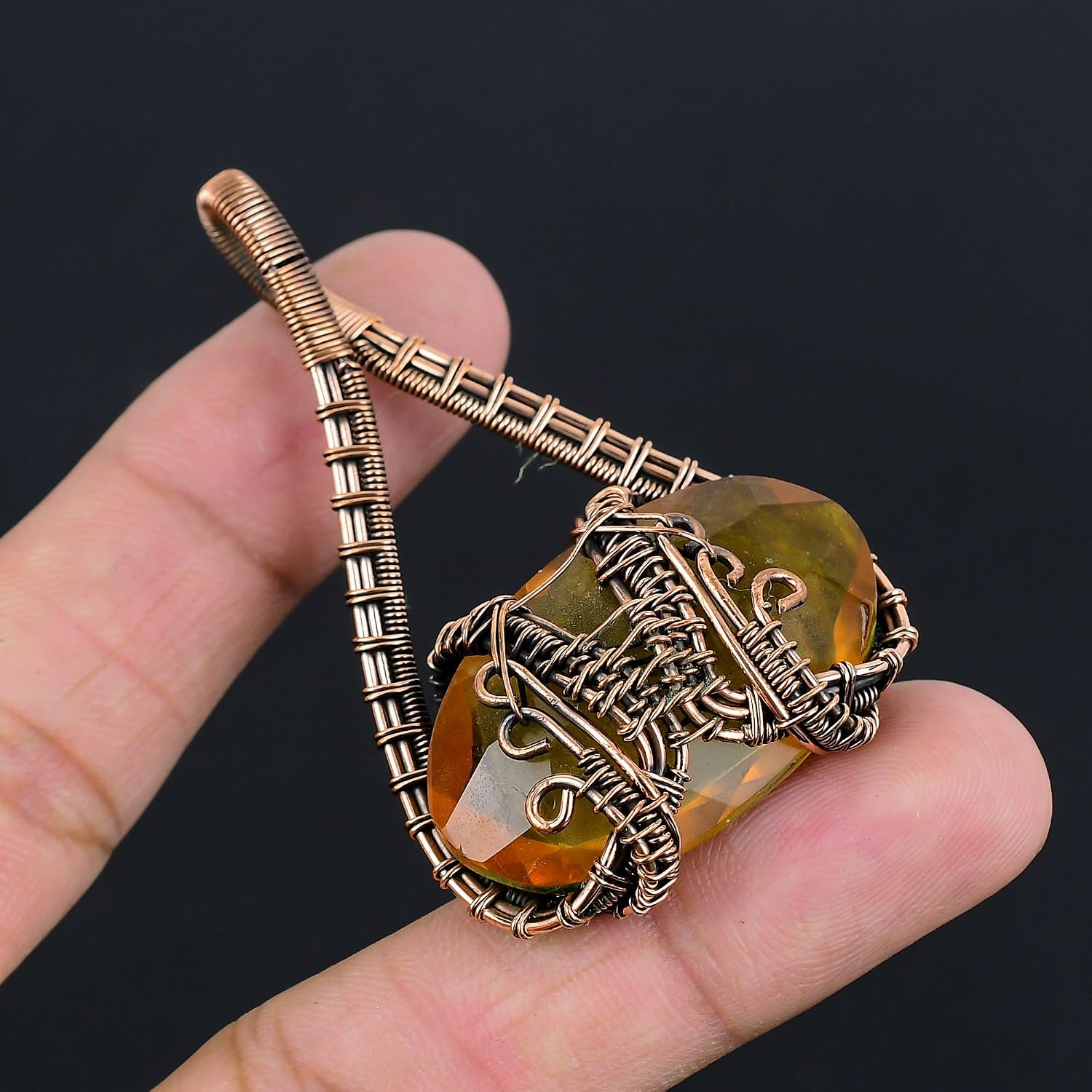 Gemstone Copper Wire Wrapped Pendant Gift For Her Copper Jewelry Wedding Jewelery Handmade Pendant